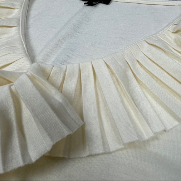 TALBOTS women's soft beige pleated ruffled neckline tank top, size L Petite - Picture 4 of 10